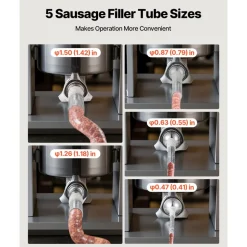 VEVOR Manual Sausage Stuffer, 11 LBS / 5 L Vertical Meat Stuffer, Heavy Duty Sausage Casing Meat Stuffing Machine, Dual-Speed Stainless Steel Filler with 5 Filling Tubes, for Commercial and Home Use