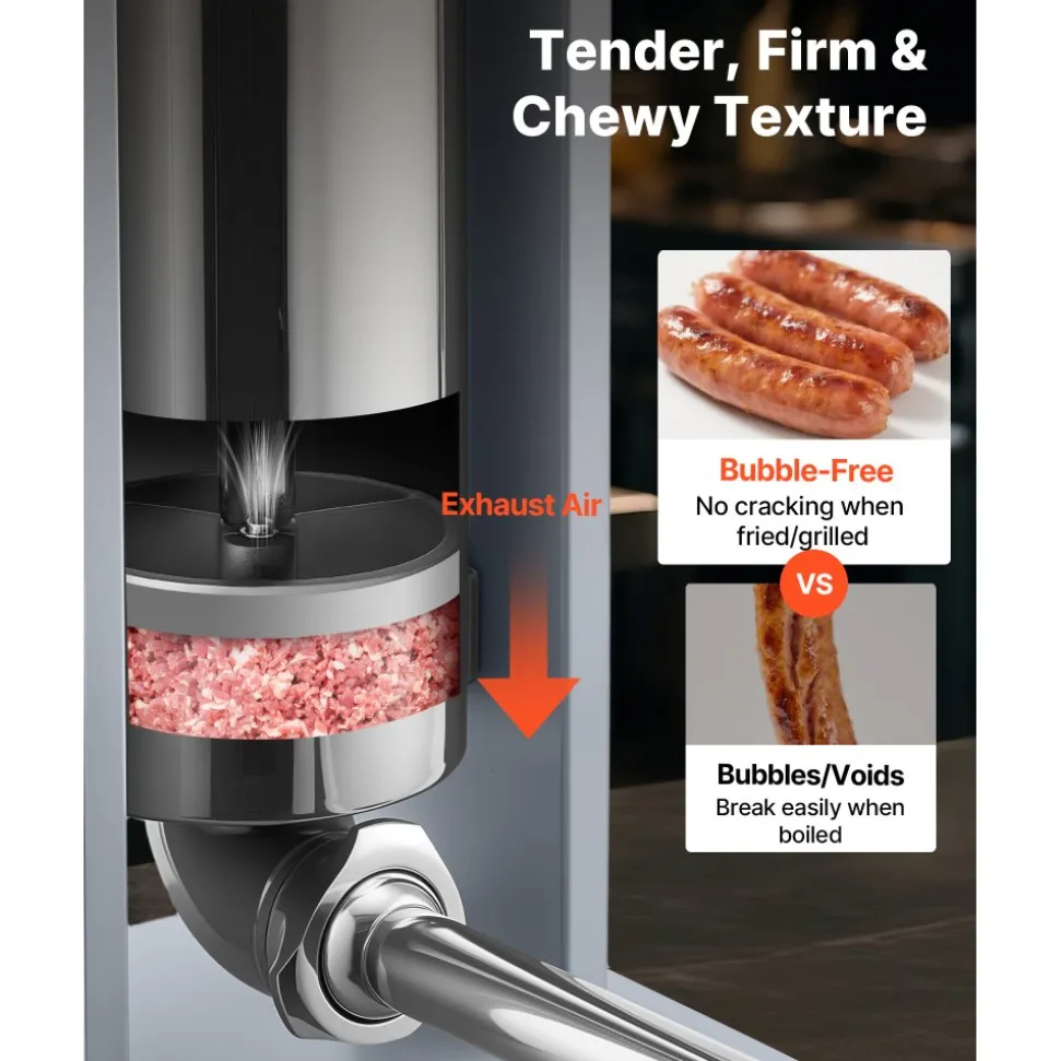 VEVOR Manual Sausage Stuffer, 11 LBS / 5 L Vertical Meat Stuffer, Heavy Duty Sausage Casing Meat Stuffing Machine, Dual-Speed Stainless Steel Filler with 5 Filling Tubes, for Commercial and Home Use