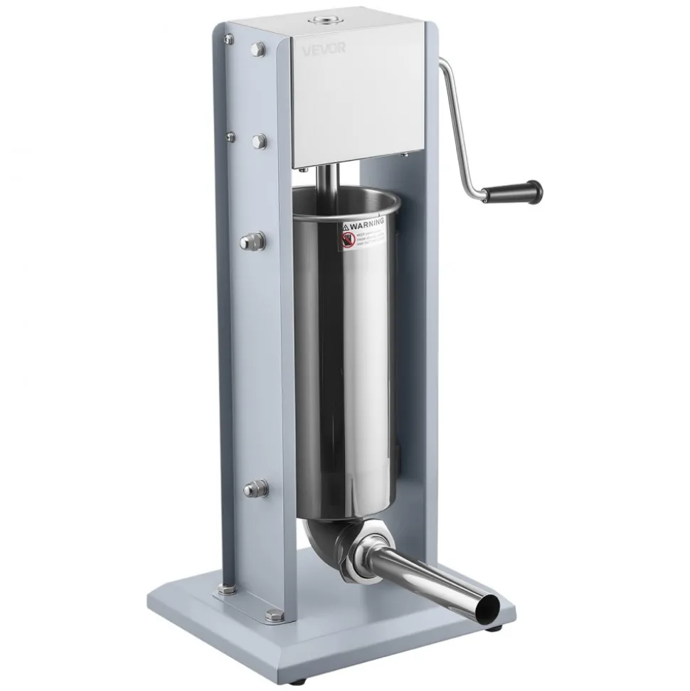 VEVOR Manual Sausage Stuffer, 11 LBS / 5 L Vertical Meat Stuffer, Heavy Duty Sausage Casing Meat Stuffing Machine, Dual-Speed Stainless Steel Filler with 5 Filling Tubes, for Commercial and Home Use