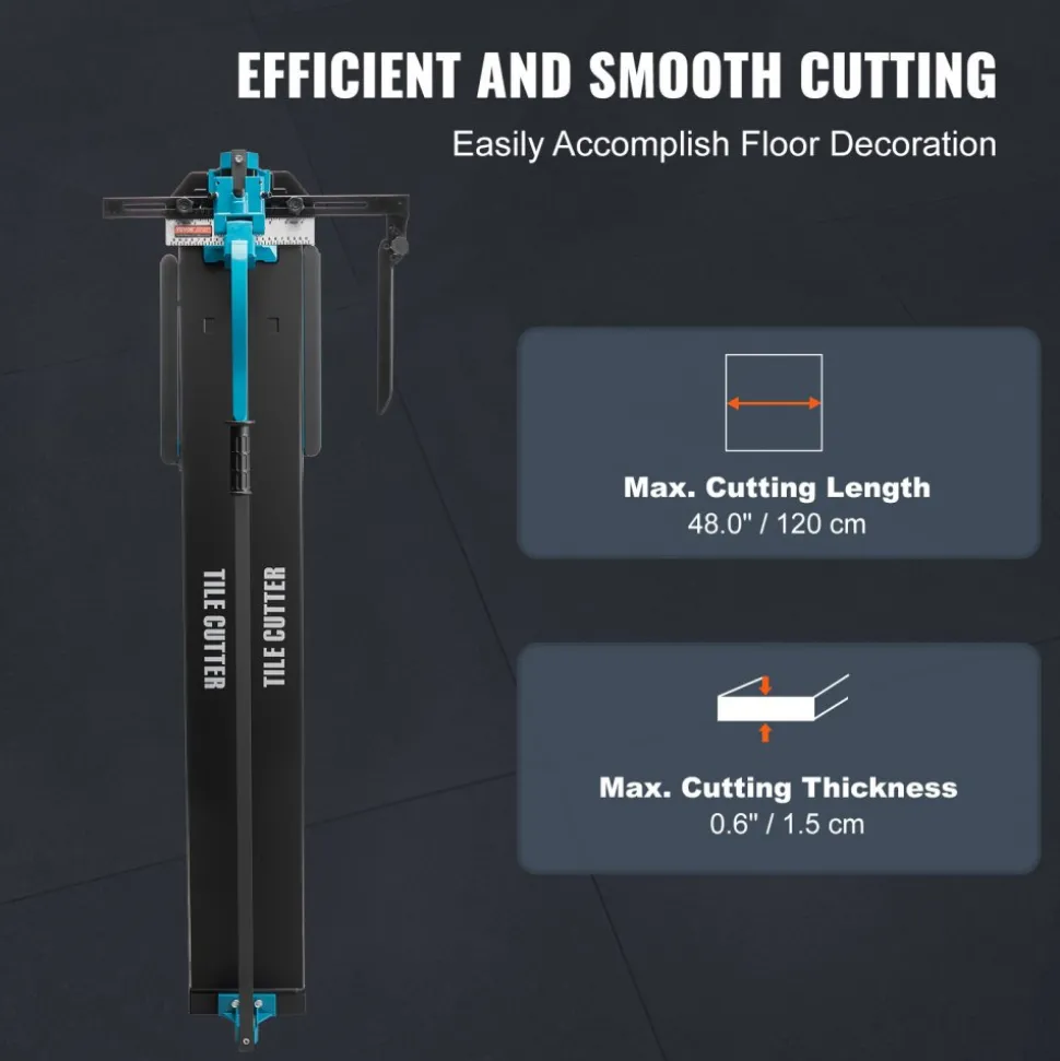 VEVOR Manual Tile Cutter, 48 inch, Porcelain Ceramic Tile Cutter with Tungsten Carbide Cutting Wheel, Infrared Positioning, Anti-Skid Feet, Durable Rails for professional installers or beginners