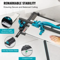 VEVOR Manual Tile Cutter, 48 inch, Porcelain Ceramic Tile Cutter with Tungsten Carbide Cutting Wheel, Infrared Positioning, Anti-Skid Feet, Durable Rails for professional installers or beginners
