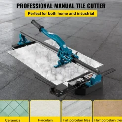 VEVOR Manual Tile Cutter, 24 inch, Porcelain Ceramic Tile Cutter with Tungsten Carbide Cutting Wheel, Infrared Positioning, Anti-Skid Feet, Durable Rails for professional installers or beginners