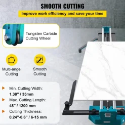 VEVOR Manual Tile Cutter 48"/1200mm Cutting Machine w/ Laser Guide for Ceramic