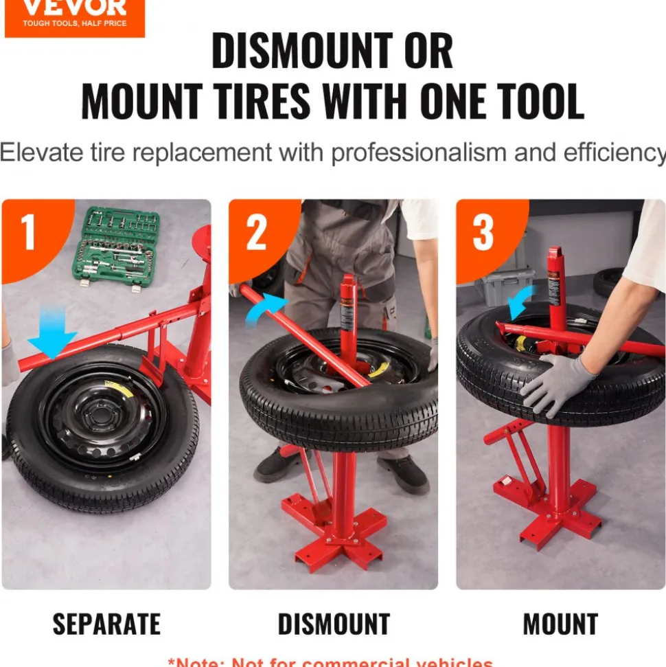 VEVOR Manual Tire Changer, Portable Hand Bead Breaker Mounting Tool for 203 - 406 mm Tires, Compatible with Car Truck Trailer, Tire Mounting Machine for Home Garage Small Auto Shop