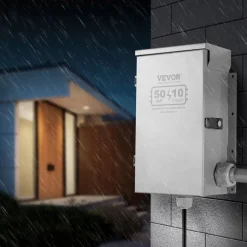 VEVOR Manual Transfer Switch, 50-Amp 10-Circuit, Prewired Generator Transfer Switch Kit with CS6375 Plug Power Inlet Box, Double-Throw Switch, NEMA 3R, Mechanical Watt Meter, for 12500W Generators