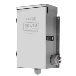VEVOR Manual Transfer Switch, 50-Amp 10-Circuit, Prewired Generator Transfer Switch Kit with CS6375 Plug Power Inlet Box, Double-Throw Switch, NEMA 3R, Mechanical Watt Meter, for 12500W Generators