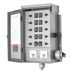 VEVOR Manual Transfer Switch, 50-Amp 10-Circuit, Prewired Generator Transfer Switch Kit with CS6375 Plug Power Inlet Box, Double-Throw Switch, NEMA 3R, Mechanical Watt Meter, for 12500W Generators
