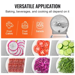 VEVOR Manual Vegetable Fruit Slicer, 0-0.5"/0-12mm Thickness Adjustable Commercial Slicer Machine, Stainless Steel Food Cutter Slicing Machine with 2 Spare Blades, for Potato, Cucumber, Lemon, Tomato