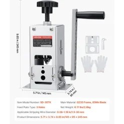 VEVOR Manual Wire Stripper Machine, 0.06-1.18 in, Copper Cable Stripper Tool, Hand Crank or Drill Powered Modes, Heavy-Duty Q235 Frame Wire Stripping Machine, Easy to Use, for Scrap Copper Recycling