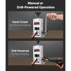 VEVOR Manual Wire Stripper Machine, 0.06-1.18 in, Copper Cable Stripper Tool, Hand Crank or Drill Powered Modes, Heavy-Duty Q235 Frame Wire Stripping Machine, Easy to Use, for Scrap Copper Recycling