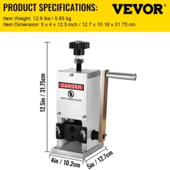 VEVOR Manual Wire Stripping Machine 0.06-0.98 inches, Wire Stripper Machine with Hand Crank Portable, Wire Stripping Tool Aluminum Construction,for Scrap Copper Recycling