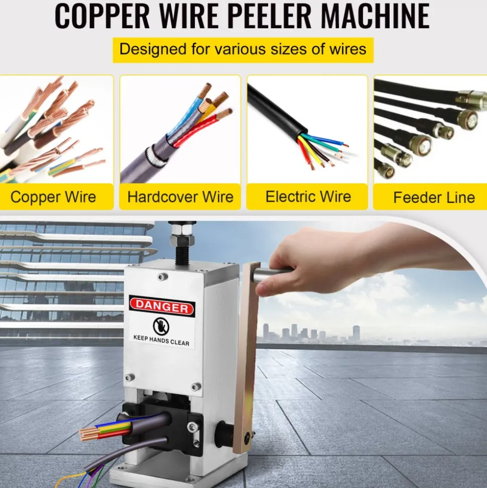 VEVOR Manual Wire Stripping Machine 0.06-0.98 inches, Wire Stripper Machine with Hand Crank Portable, Wire Stripping Tool Aluminum Construction,for Scrap Copper Recycling