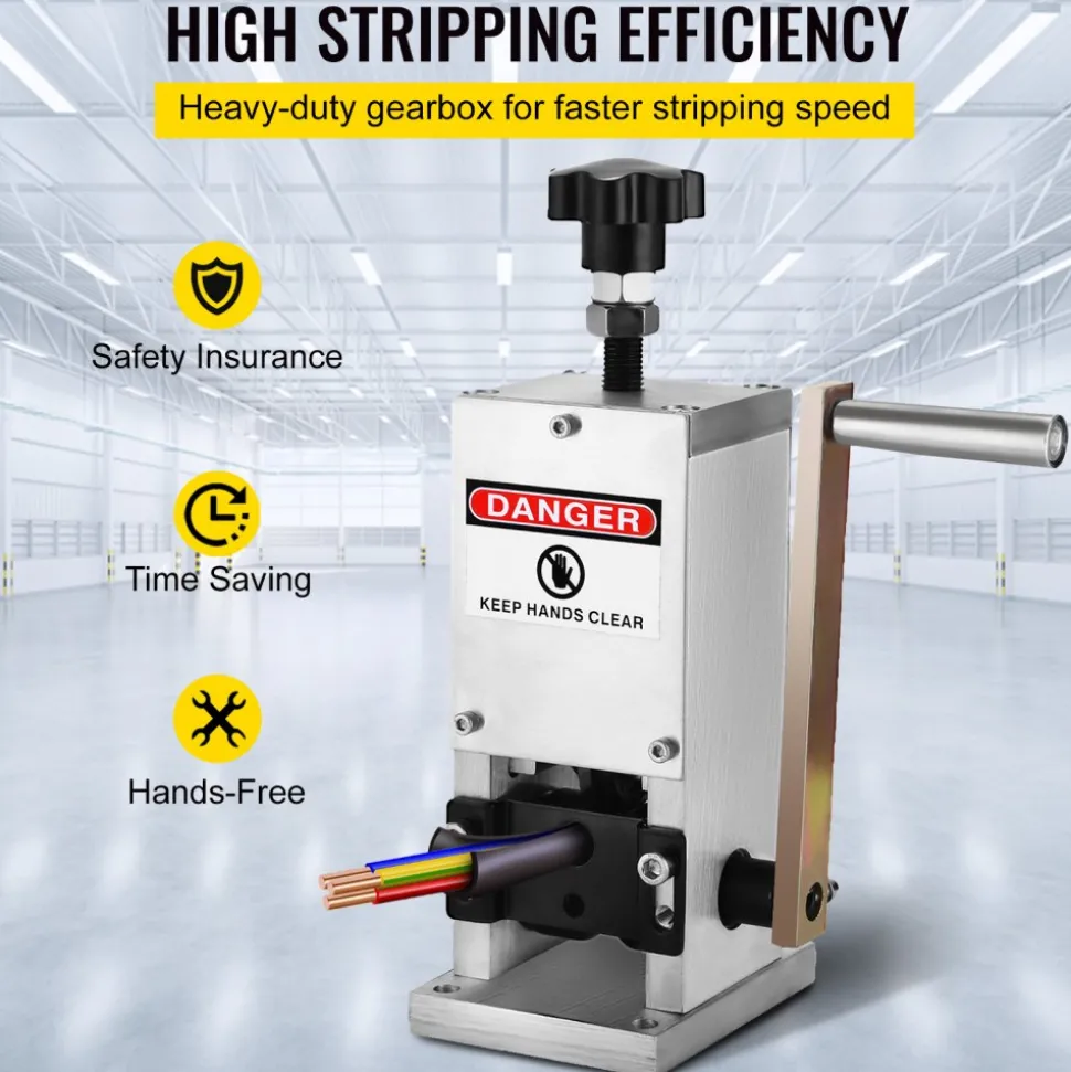 VEVOR Manual Wire Stripping Machine 0.06-0.98 inches, Wire Stripper Machine with Hand Crank Portable, Wire Stripping Tool Aluminum Construction,for Scrap Copper Recycling
