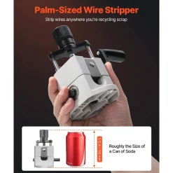 VEVOR Manual Wire Stripping Machine, 0.06-1 in, Portable Copper Stripper with Hand Crank or Drill Powered, 64Mn Quenched Blades, 45# Steel Rollers, ABS & PC Wire Peeler, for Scrap Copper Recycling