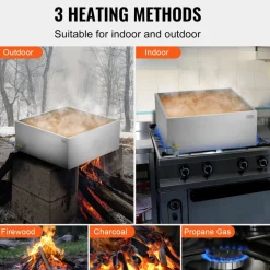 VEVOR Maple Syrup Evaporator Pan, 24.9 Gallon, 362 Cups of 8.8oz Maple Syrup, Flat Evaporator Pan with 1 Valve and 3 Heating Methods, 304 Stainless Steel Maple Syrup Pan for Home, Outdoor
