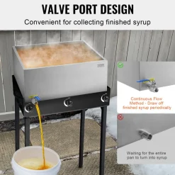 VEVOR Maple Syrup Evaporator Pan, 24.9 Gallon, 362 Cups of 8.8oz Maple Syrup, Flat Evaporator Pan with 1 Valve and 3 Heating Methods, 304 Stainless Steel Maple Syrup Pan for Home, Outdoor