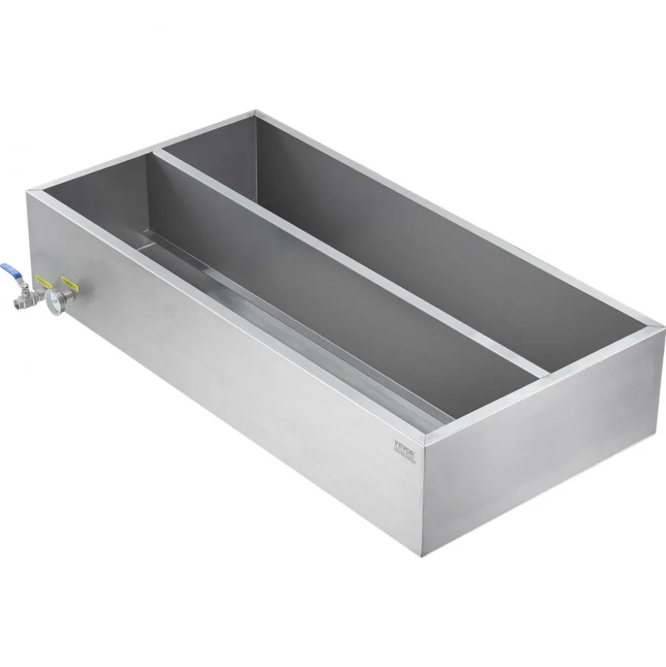 VEVOR Maple Syrup Evaporator Pan, 47 Gallon, 683 Cups of 8.8oz Maple Syrup, Flat Evaporator Pan with Thermometer, 1 Valve and 3 Heating Methods, Stainless Steel Maple Syrup Pan for Home, Outdoor