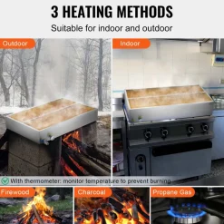 VEVOR Maple Syrup Evaporator Pan, 47 Gallon, 683 Cups of 8.8oz Maple Syrup, Flat Evaporator Pan with Thermometer, 1 Valve and 3 Heating Methods, Stainless Steel Maple Syrup Pan for Home, Outdoor