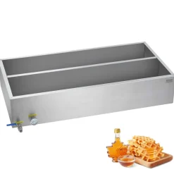 VEVOR Maple Syrup Evaporator Pan, 47 Gallon, 683 Cups of 8.8oz Maple Syrup, Flat Evaporator Pan with Thermometer, 1 Valve and 3 Heating Methods, Stainless Steel Maple Syrup Pan for Home, Outdoor