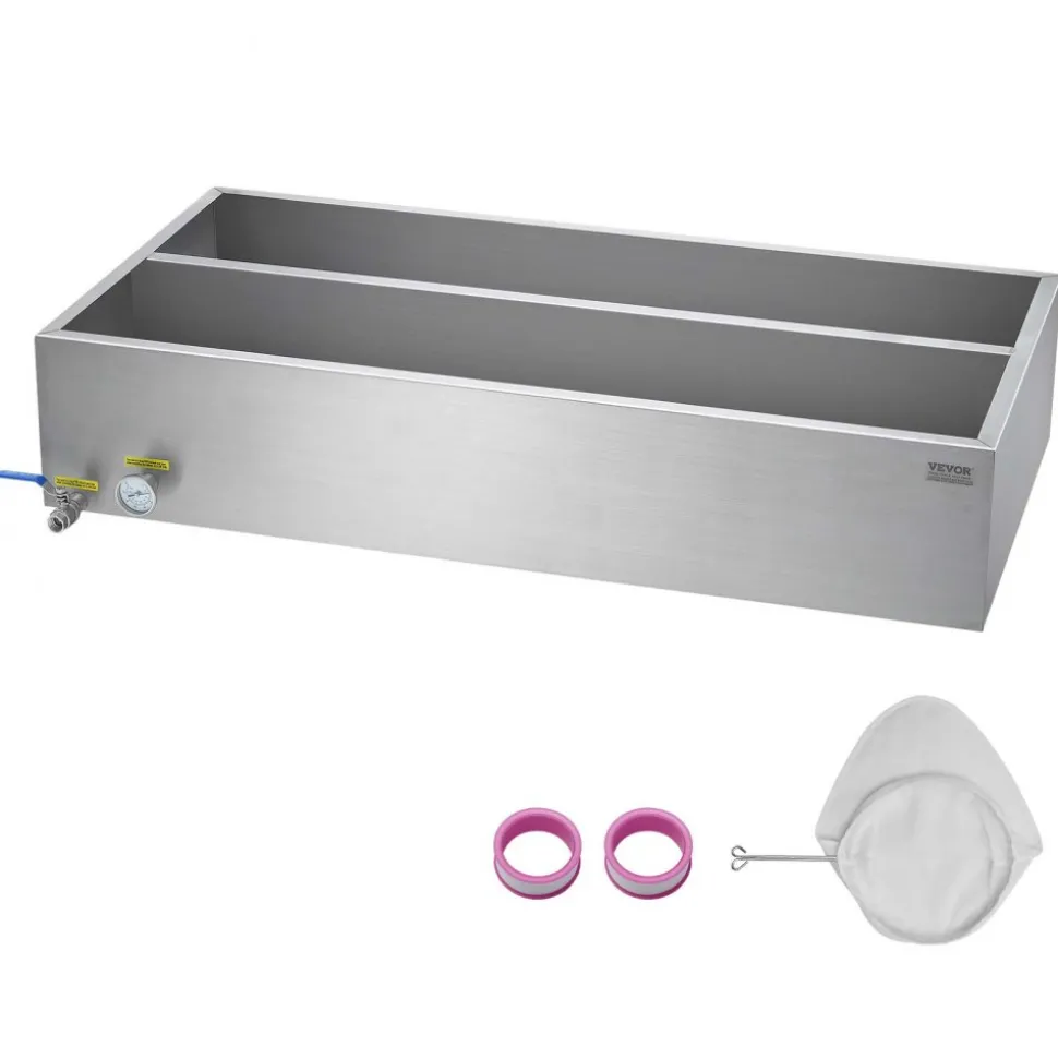VEVOR Maple Syrup Evaporator Pan, 47 Gallon, 683 Cups of 8.8oz Maple Syrup, Flat Evaporator Pan with Thermometer, 1 Valve and 3 Heating Methods, Stainless Steel Maple Syrup Pan for Home, Outdoor