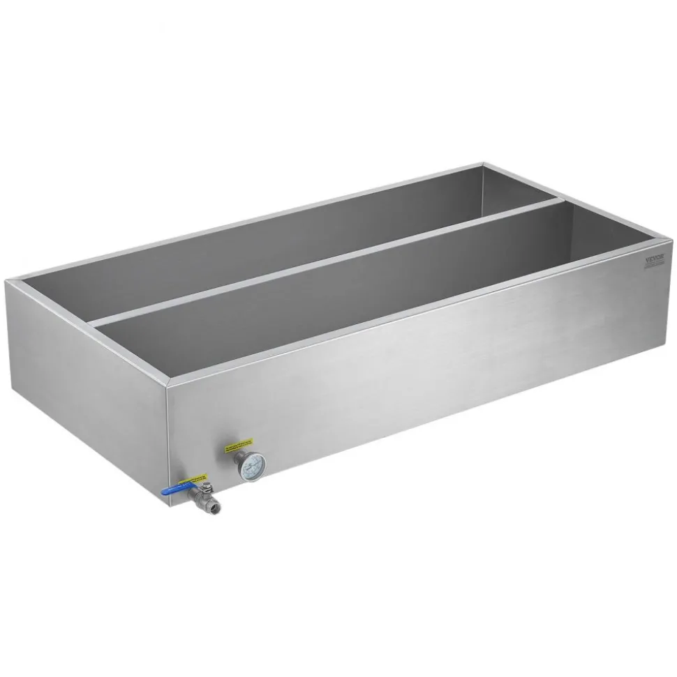 VEVOR Maple Syrup Evaporator Pan, 47 Gallon, 683 Cups of 8.8oz Maple Syrup, Flat Evaporator Pan with Thermometer, 1 Valve and 3 Heating Methods, Stainless Steel Maple Syrup Pan for Home, Outdoor