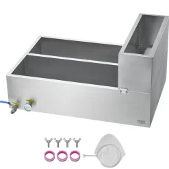 VEVOR Maple Syrup Evaporator Pan, 35 Gallon, 509 Cups of 8.8oz Maple Syrup, Flat Evaporator Pan with Thermometer, 2 Valves and 3 Heating Methods, 304 Stainless Steel Maple Syrup Pan for Home, Outdoor