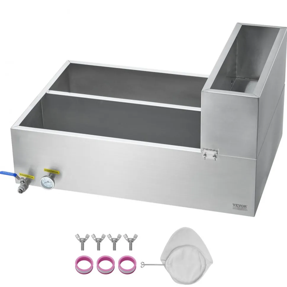 VEVOR Maple Syrup Evaporator Pan, 35 Gallon, 509 Cups of 8.8oz Maple Syrup, Flat Evaporator Pan with Thermometer, 2 Valves and 3 Heating Methods, 304 Stainless Steel Maple Syrup Pan for Home, Outdoor