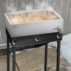 VEVOR Maple Syrup Evaporator Pan, 11.2 Gallon, 162 Cups of 8.8oz Maple Syrup, Flat Evaporator Pan with 1 Valve and 3 Heating Methods, 304 Stainless Steel Maple Syrup Pan for Home, Outdoor