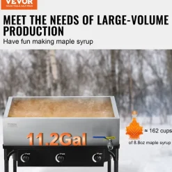 VEVOR Maple Syrup Evaporator Pan, 11.2 Gallon, 162 Cups of 8.8oz Maple Syrup, Flat Evaporator Pan with 1 Valve and 3 Heating Methods, 304 Stainless Steel Maple Syrup Pan for Home, Outdoor