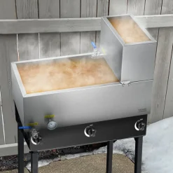 VEVOR Maple Syrup Evaporator Pan, 19.6 Gallon, 285 Cups of 8.8oz Maple Syrup, Flat Evaporator Pan with Thermometer, 2 Valves and 3 Heating Methods, 304 Stainless Steel Maple Syrup Pan for Home, Outdoor