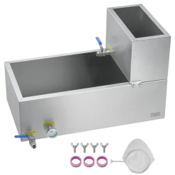 VEVOR Maple Syrup Evaporator Pan, 19.6 Gallon, 285 Cups of 8.8oz Maple Syrup, Flat Evaporator Pan with Thermometer, 2 Valves and 3 Heating Methods, 304 Stainless Steel Maple Syrup Pan for Home, Outdoor