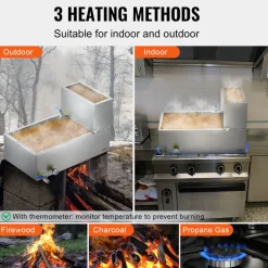 VEVOR Maple Syrup Evaporator Pan, 19.6 Gallon, 285 Cups of 8.8oz Maple Syrup, Flat Evaporator Pan with Thermometer, 2 Valves and 3 Heating Methods, 304 Stainless Steel Maple Syrup Pan for Home, Outdoor