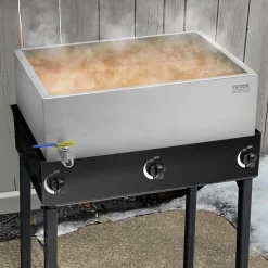 VEVOR Maple Syrup Evaporator Pan, 17.5 Gallon, 254 Cups of 8.8oz Maple Syrup, Flat Evaporator Pan with 1 Valve and 3 Heating Methods, 304 Stainless Steel Maple Syrup Pan for Home, Outdoor