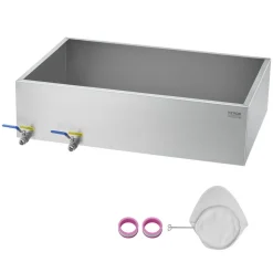 VEVOR Maple Syrup Evaporator Pan, 35 Gallon, 509 Cups of 8.8oz Maple Syrup, Flat Evaporator Pan with 2 Valves and 3 Heating Methods, 304 Stainless Steel Maple Syrup Pan for Home, Outdoor