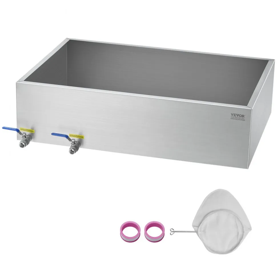 VEVOR Maple Syrup Evaporator Pan, 35 Gallon, 509 Cups of 8.8oz Maple Syrup, Flat Evaporator Pan with 2 Valves and 3 Heating Methods, 304 Stainless Steel Maple Syrup Pan for Home, Outdoor