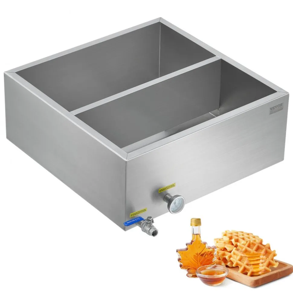 VEVOR Maple Syrup Evaporator Pan, 23.6 Gallon, 343 Cups of 8.8oz Maple Syrup, Flat Evaporator Pan with Thermometer, 1 Valve and 3 Heating Methods, 304 Stainless Steel Maple Syrup Pan for Home, Outdoor