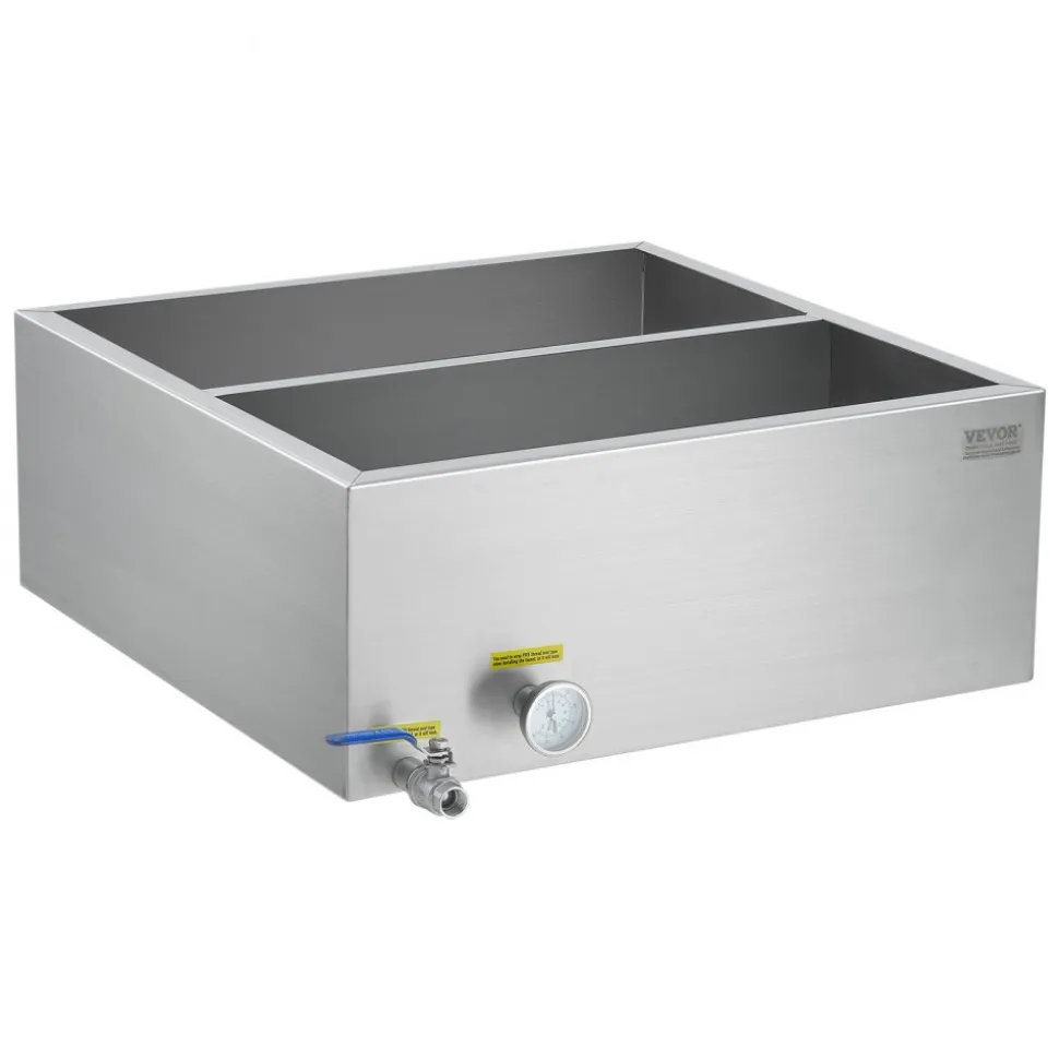 VEVOR Maple Syrup Evaporator Pan, 23.6 Gallon, 343 Cups of 8.8oz Maple Syrup, Flat Evaporator Pan with Thermometer, 1 Valve and 3 Heating Methods, 304 Stainless Steel Maple Syrup Pan for Home, Outdoor