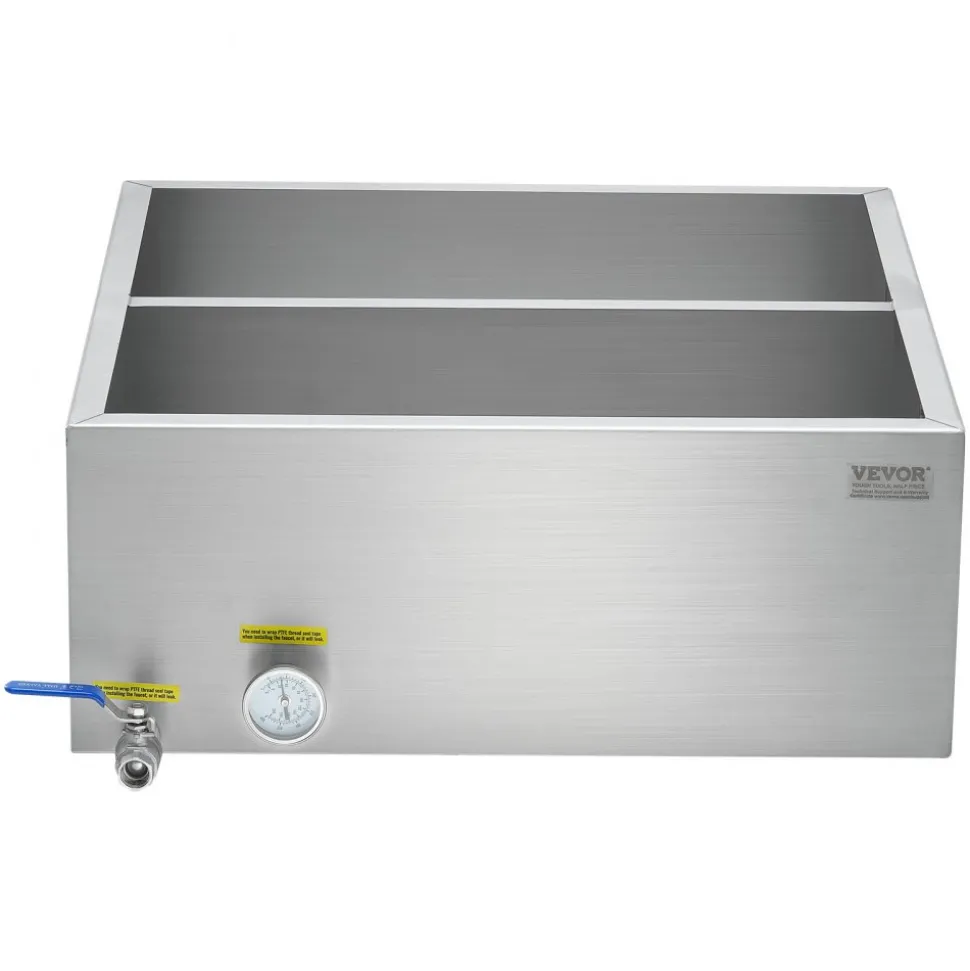 VEVOR Maple Syrup Evaporator Pan, 23.6 Gallon, 343 Cups of 8.8oz Maple Syrup, Flat Evaporator Pan with Thermometer, 1 Valve and 3 Heating Methods, 304 Stainless Steel Maple Syrup Pan for Home, Outdoor