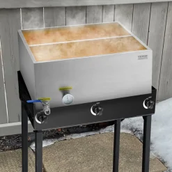 VEVOR Maple Syrup Evaporator Pan, 23.6 Gallon, 343 Cups of 8.8oz Maple Syrup, Flat Evaporator Pan with Thermometer, 1 Valve and 3 Heating Methods, 304 Stainless Steel Maple Syrup Pan for Home, Outdoor