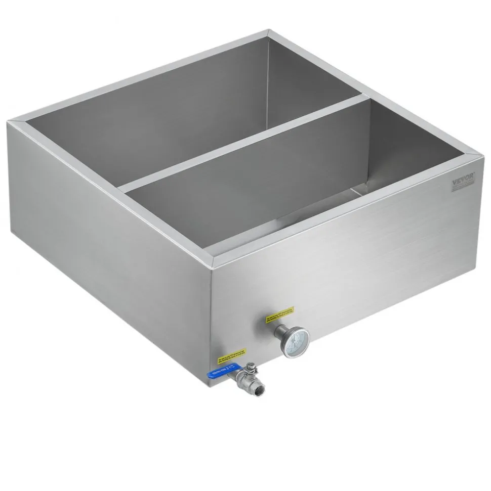 VEVOR Maple Syrup Evaporator Pan, 23.6 Gallon, 343 Cups of 8.8oz Maple Syrup, Flat Evaporator Pan with Thermometer, 1 Valve and 3 Heating Methods, 304 Stainless Steel Maple Syrup Pan for Home, Outdoor