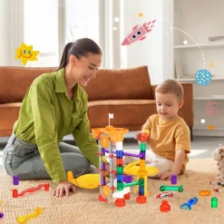 VEVOR Marble Run Set, 153 PCS with Motorized Elevator, with 30 Plastic Marbles, Marble Maze Building Block Brain Game, Educational Learning Race Track STEM Toys, for Kids, Boys, Girls Ages 3 + Years
