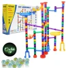 VEVOR Marble Run Set, 145 Piece Marble Maze Building Block Brain Game, with 5 Glow in the Dark Marbles + 40 Glass Marbles, Educational Learning Race Track STEM Toys, for Kids, Boys, Girls Ages 3 +