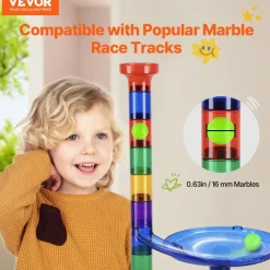 VEVOR Marble Run Set, 150 Piece Marble Maze Building Block Brain Game, with 10 Glow in the Dark Marbles + 40 Glass Marbles, Educational Learning Race Track STEM Toys, for Kids, Boys, Girls Ages 3 +