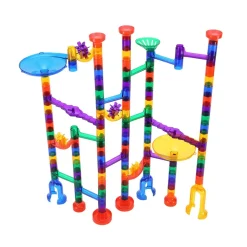 VEVOR Marble Run Set, 150 Piece Marble Maze Building Block Brain Game, with 10 Glow in the Dark Marbles + 40 Glass Marbles, Educational Learning Race Track STEM Toys, for Kids, Boys, Girls Ages 3 +