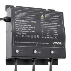 VEVOR Marine Battery Charger, 2-Bank, 10A 12V Onboard Boat Charger, IP68 Waterproof Smart On-Board Battery Charger, for Lithium-Ion (LiFePO4), NCM, Lead-Acid Batteries, Large Boat, Yacht, RV, Trailer