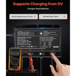 VEVOR Marine Battery Charger, 4-Bank, 10A 12V Onboard Boat Charger, IP68 Waterproof Smart On-Board Battery Charger, for Lithium-Ion (LiFePO4), NCM, Lead-Acid Batteries, Large Boat, Yacht, RV, Trailer