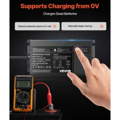 VEVOR Marine Battery Charger, 1-Bank, 5A 12V Onboard Boat Charger, IP68 Waterproof Smart On-Board Battery Charger, for Lithium-Ion (LiFePO4), NCM, Lead-Acid Batteries, Large Boat, Yacht, RV, Trailer