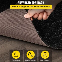 VEVOR Marine Carpet, 6 x 23 ft Boat Carpeting, Charcoal Black Marine Grade Boat Carpet, Indoor/Outdoor Marine Carpeting with Water-proof TPR Backing, Water-proof Carpet Roll for Home, Patio, Porch, De