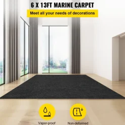 VEVOR Marine Carpet, 6 x 13 ft Boat Carpeting, Charcoal Black Marine Grade Boat Carpet, Indoor/Outdoor Marine Carpeting with Water-proof TPR Backing, Water-proof Carpet Roll for Home, Patio, Porch, De