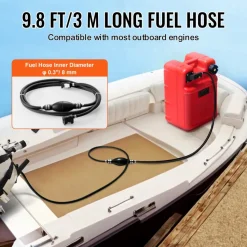 VEVOR Marine Tank, 6.34-Gallon/24-L Marine Portable Tank Outboard Marine Boat Transfer Tank with 9.8ft Hose, Gauge for Outboard Engine Boats, Yacht, Fishing Boat, Deck Boat, Red